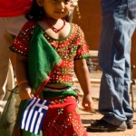 A little girl wearing ghagra choli for school's internal day